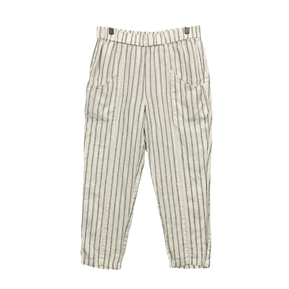 Quince European Linen Tapered Ankle Stripe Pants Size Medium